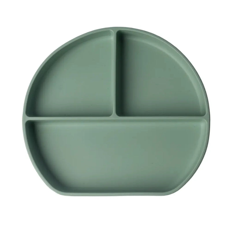 YUMMY Plato de Silicona Multi-Compartimentos con Ventosa 4M+ - Verde Pastel