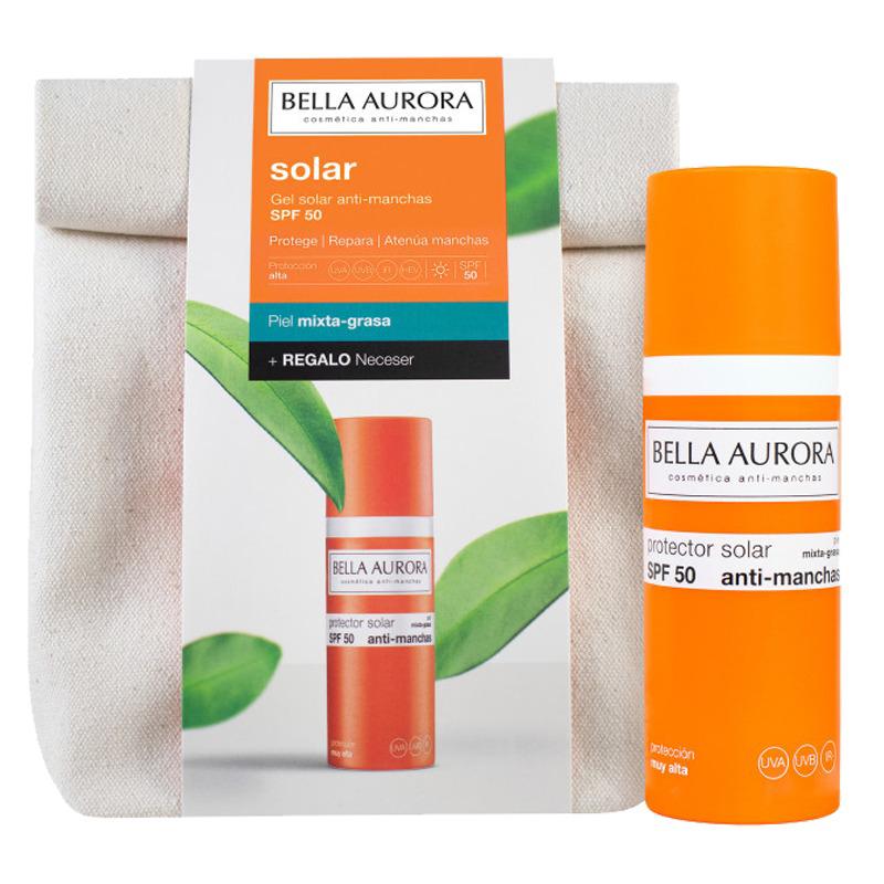 Bella aurora Gel Creme Solaire SPF 50+ Peaux mixte à grasses 50ml + Trousse