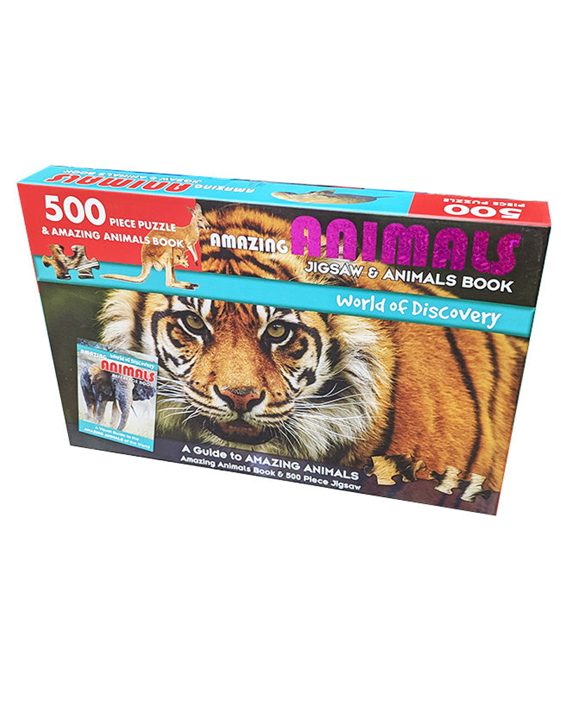 Puzzle de 500 piezas en caja y libro: Animales Asombrosos
