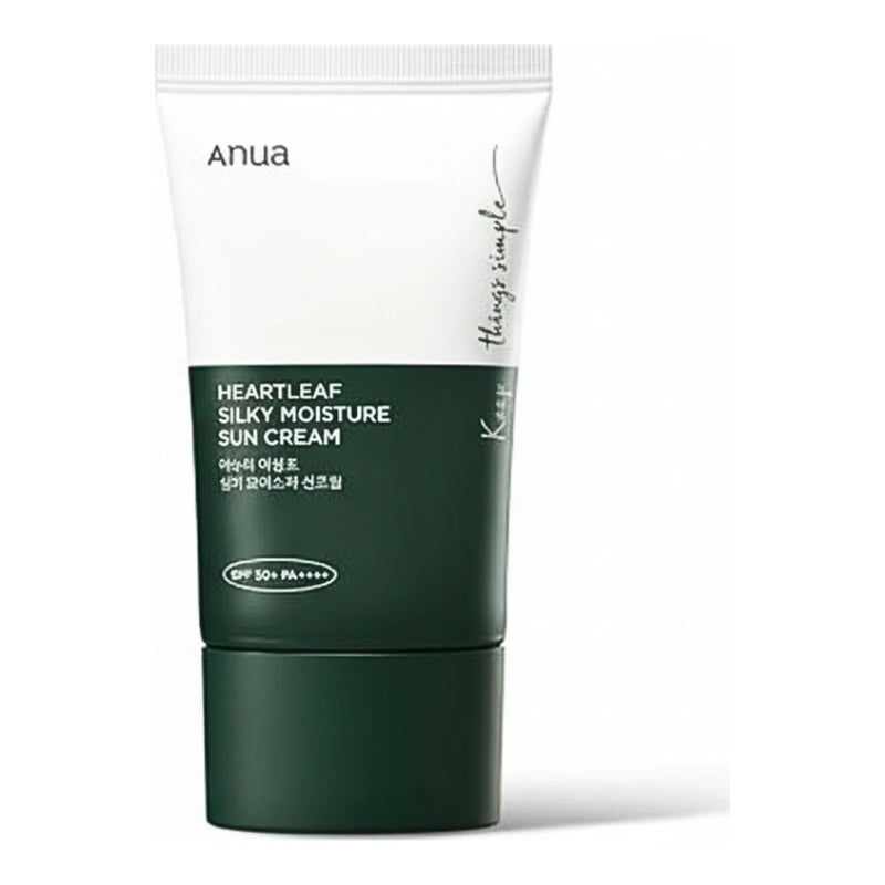 Anua كريم واقٍ من الشمس Heartleaf Silky Moisture SPF 50+ سعة 50 مل
