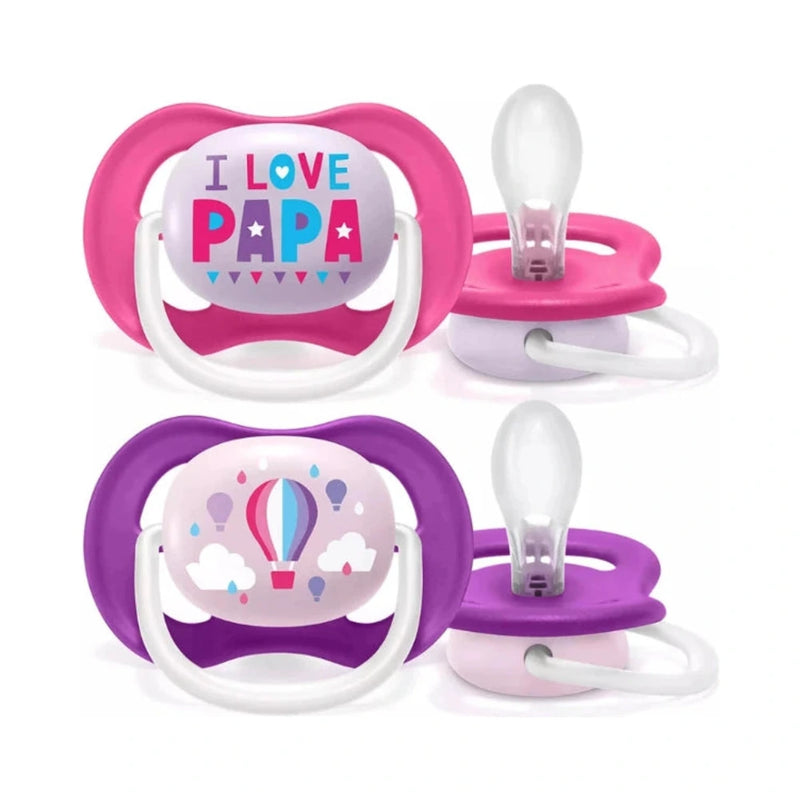 Avent Set of 2 Orthodontic Pacifiers Ultra Air Happy 6-18m Girl