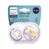 Philips Avent sucettes Ultra Air Animals 0-6 mois fille – boîte de stérilisation