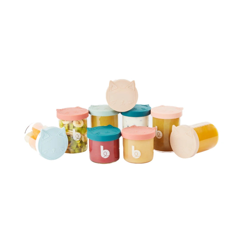 Babymoov ISY BOWLS Glass Food Storage Pots - Pack of 9 (6 x 250 ml + 3 x 120 ml)