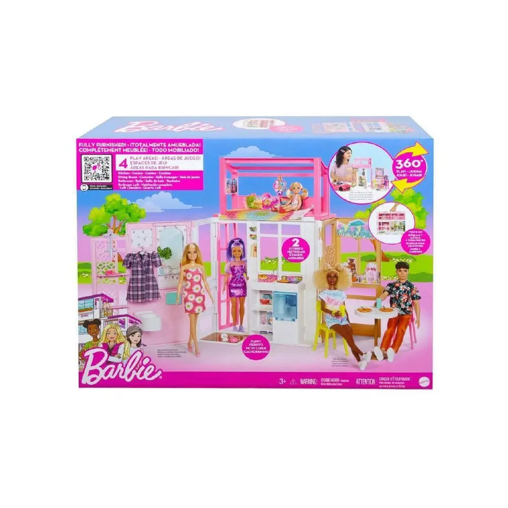 Barbie Maison de poupée avec 2 Niveaux & 4 Zones de Jeu - 3A+