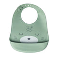 YUMMY Bavoir Chat en Silicone avec Poche 9M+ - Vert Pastel