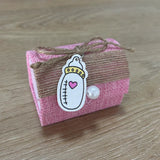 Pack de 12 Boîtes à Dragées Biberon - Rose