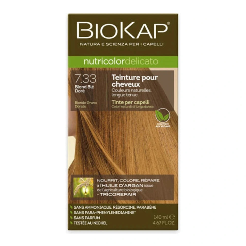 Coloration Biokap Nutricolor Delicato 7.33 Blond Blé Doré boîte