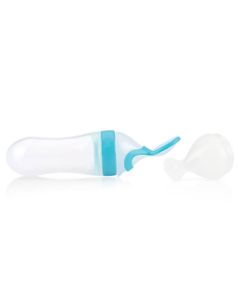 Nûby Cuillère Semi-Rigide pour Repas Liquide 90ml +  1 tête - Bleu