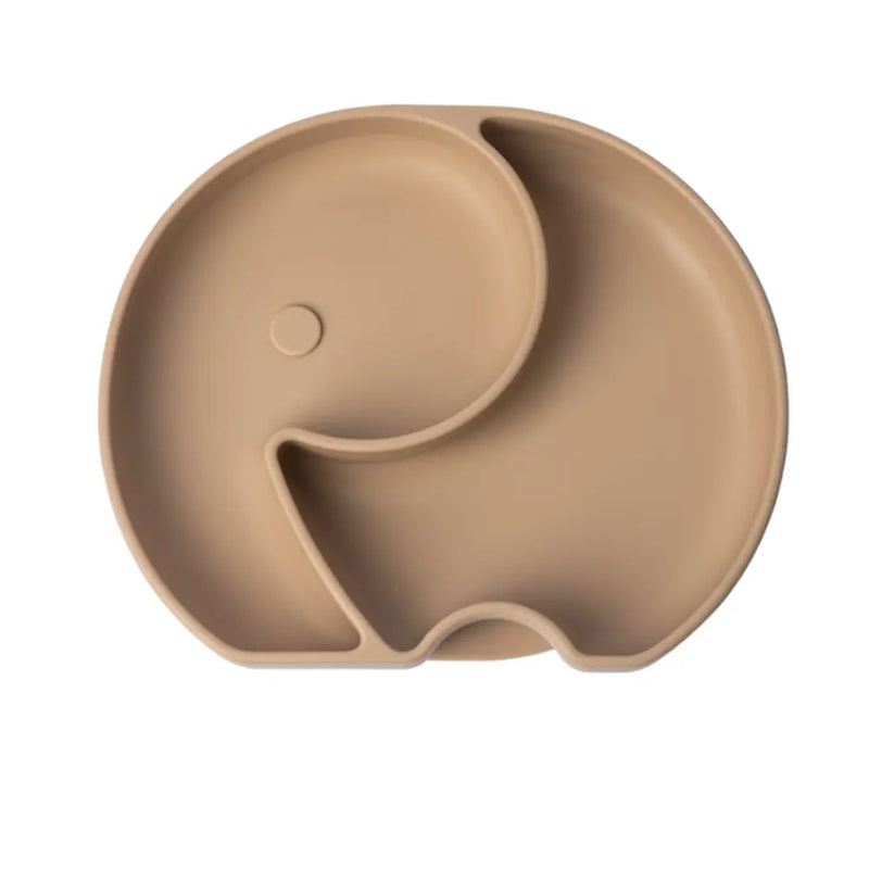 YUMMY Plato Elefante de Silicona con Ventosa 4M+ - Caramelo