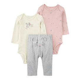 Ensemble 3 Pièces Carter's - Rose & Gris & Jaune