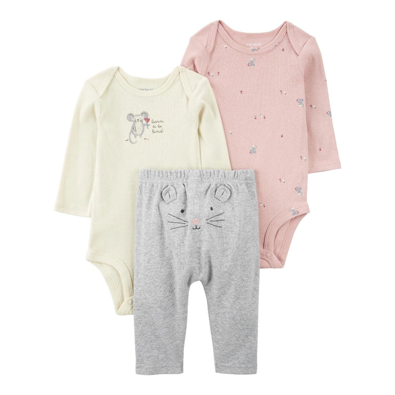 Ensemble 3 Pièces Carter's - Rose & Gris & Jaune