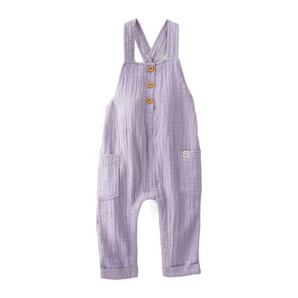 Salopette en Gaze de Coton Bio Bébé Fille Little Planet - Lilas