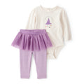 Baby Girl Carter's Spooky Cute Bodysuit & Tutu Pants Set - Ivory & Purple