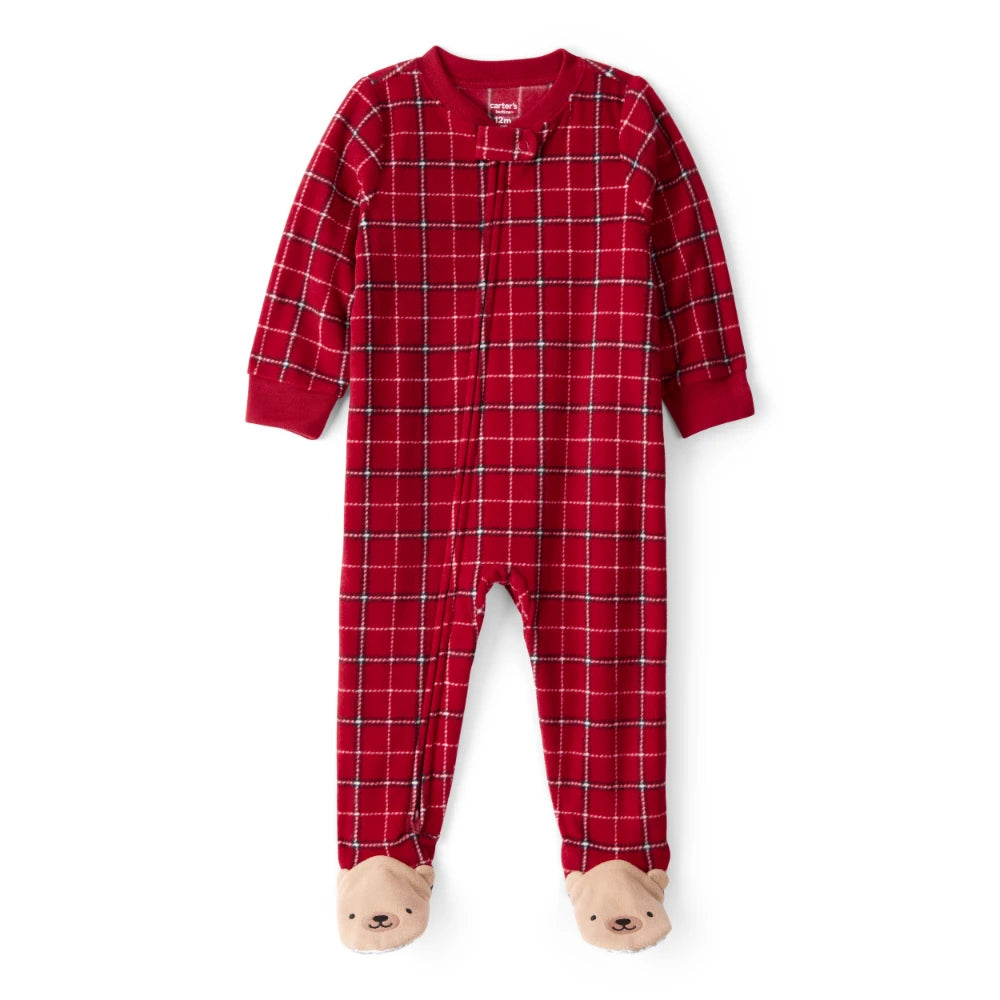 Grenouillère en Polaire Tartan Bébé Garçon Carter's - Rouge
