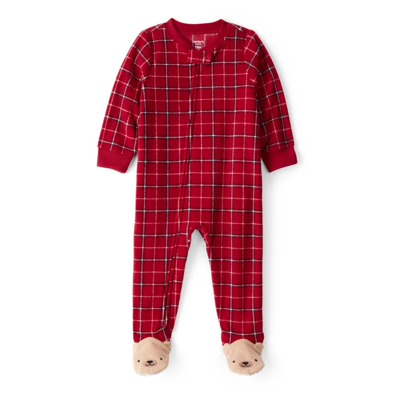 Grenouillère en Polaire Tartan Bébé Garçon Carter's - Rouge