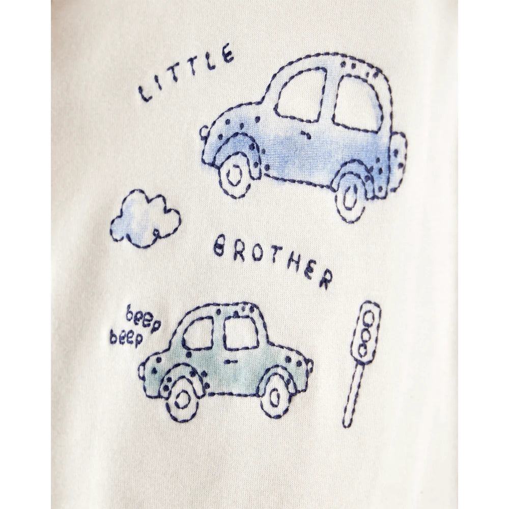 Ensemble Body Little Brother & Pantalon Voitures Bébé Garçon Carter's - Blanc & Bleu
