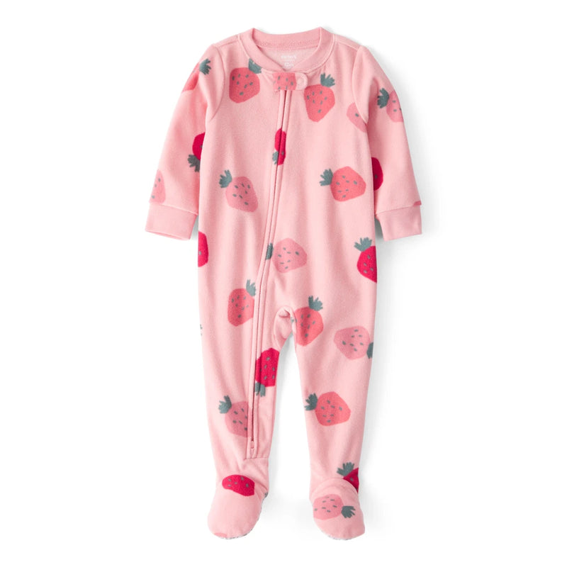 Baby Girl Carter's Fleece Strawberry Sleep & Play - Pink