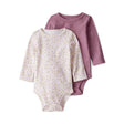 Lot de 2 Bodies à Manches Longues en Coton Bio Bébé Fille Little Planet - Fleurs Lilas