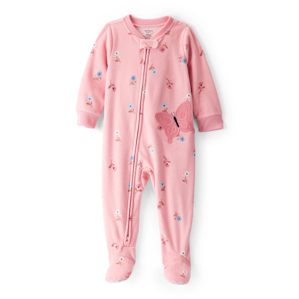 Grenouillère en Polaire Papillons & Fleurs Bébé Fille Carter's - Rose