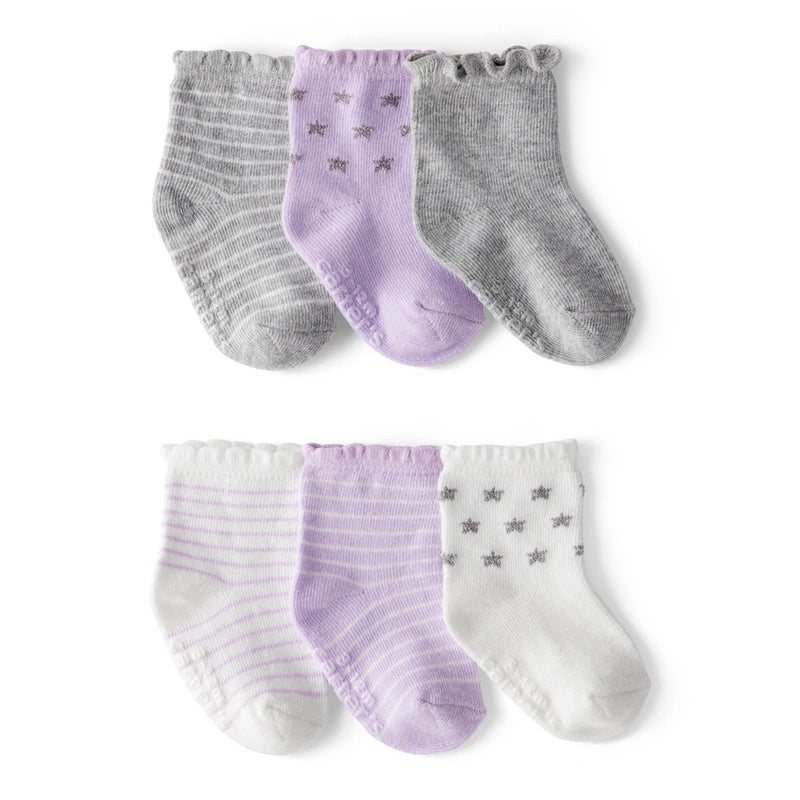 Lot de 6 Paires de Socquettes à Pois Bébé Fille Carter's - Lavande & Gris