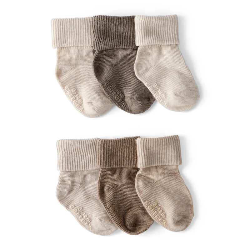 Lot de 6 Paires de Socquettes à Revers Bébé Carter's - Marron