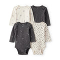 Lot de 4 Bodies à Manches Longues Moutons & Nœuds Bébé Fille Carter's - Noir & Blanc
