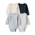 Lot de 4 Bodies à Manches Longues Licorne & Arc-en-ciel Bébé Fille Carter's - Marine & Blanc