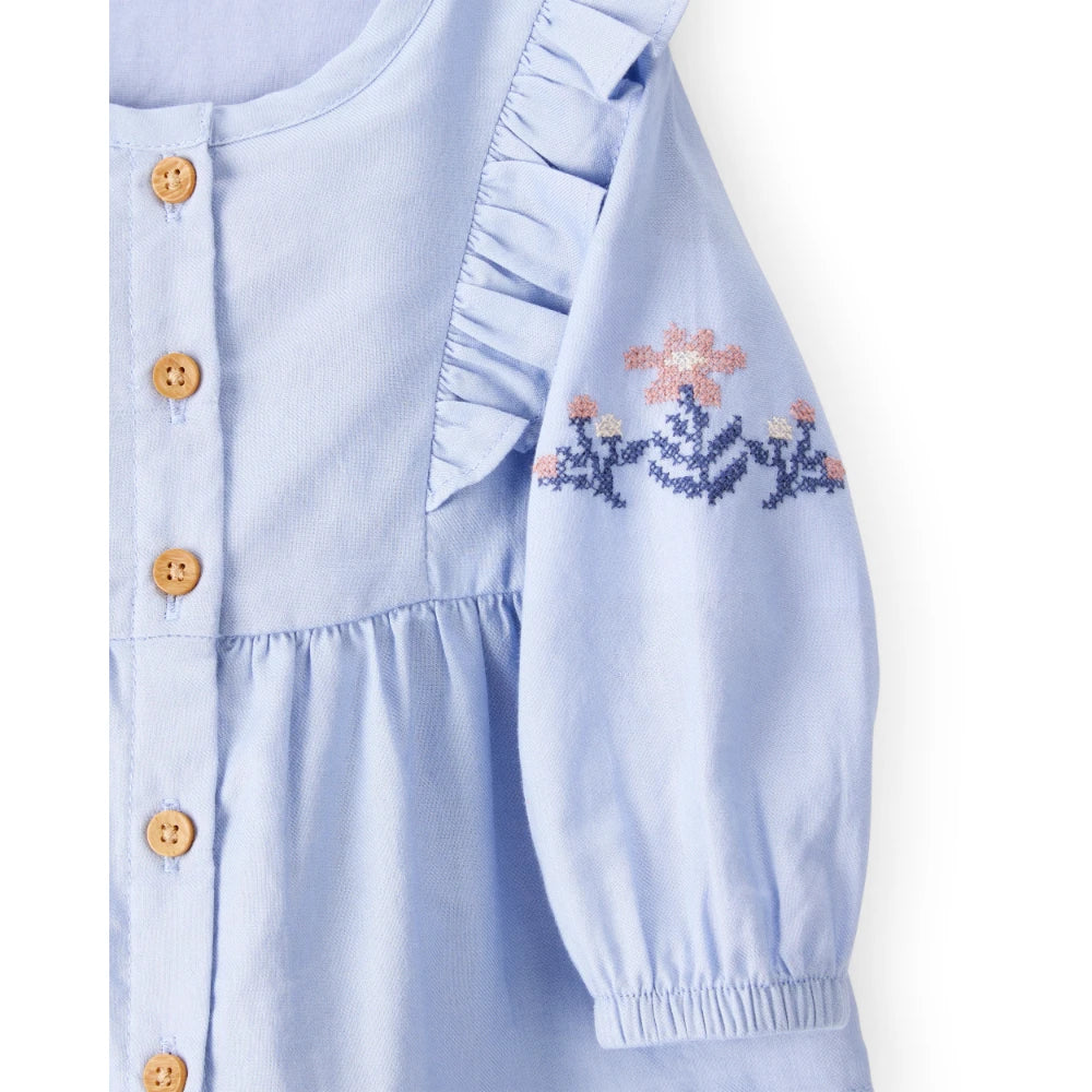 Haut Brodé à Manches Longues Bébé Fille OshKosh - Bleu
