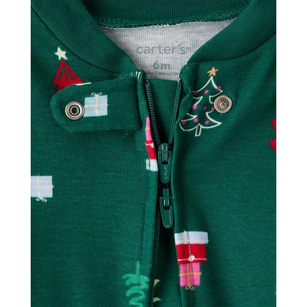 Grenouillère Côtelée en Coton Sapins Bébé Carter's - Vert