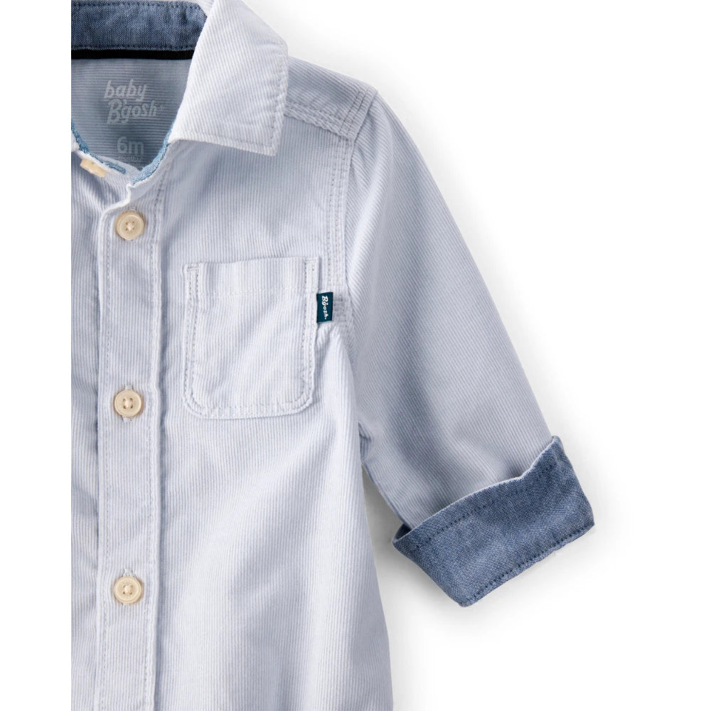 Body Boutonné en Velours Côtelé à Manches Longues Bébé Garçon OshKosh - Bleu