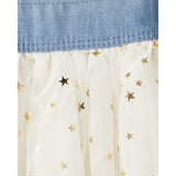 Jupe-Salopette Chambray et Tulle Bébé Fille OshKosh - Bleu & Crème