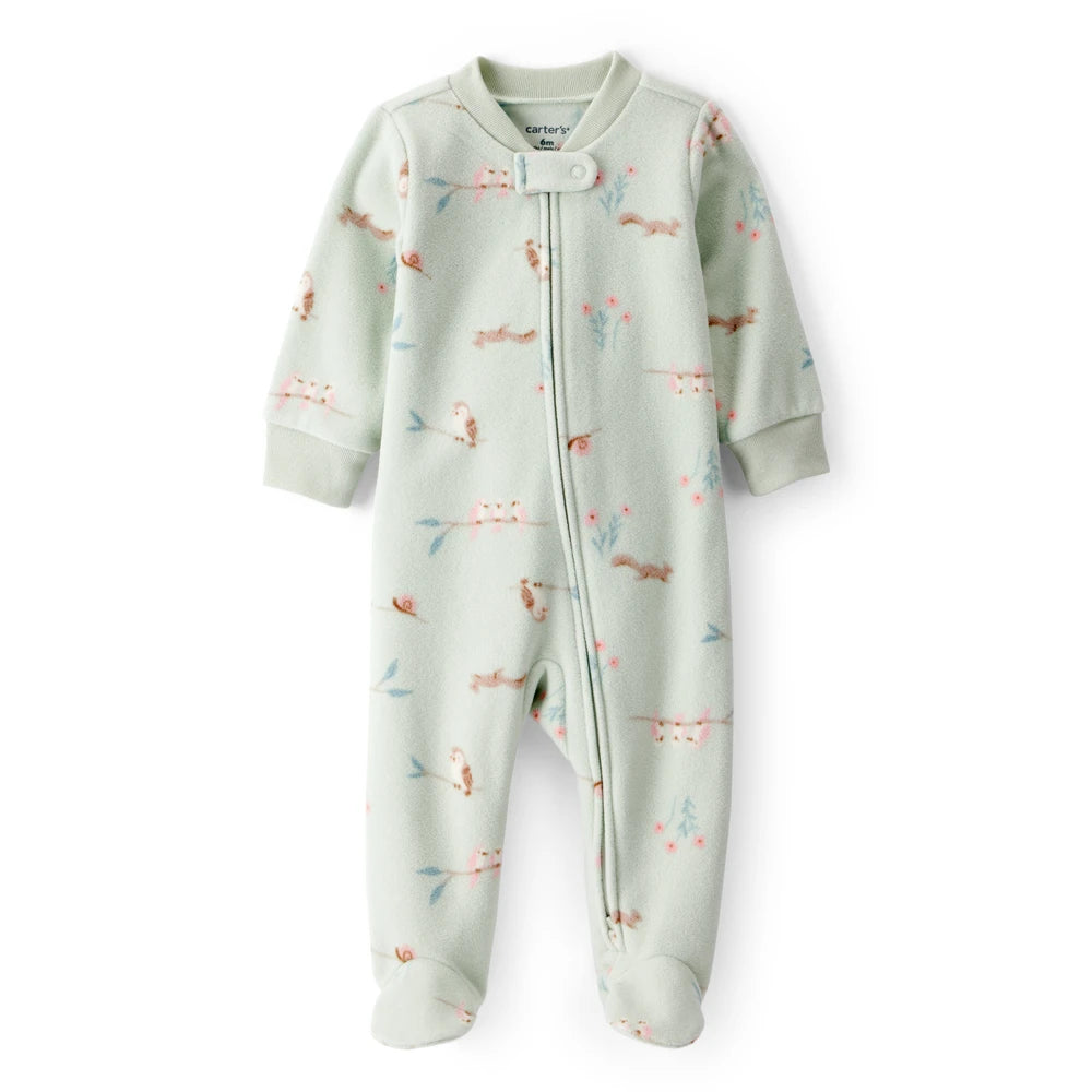 Grenouillère en Micropolaire Écureuils & Hiboux Bébé Fille Carter's - Vert