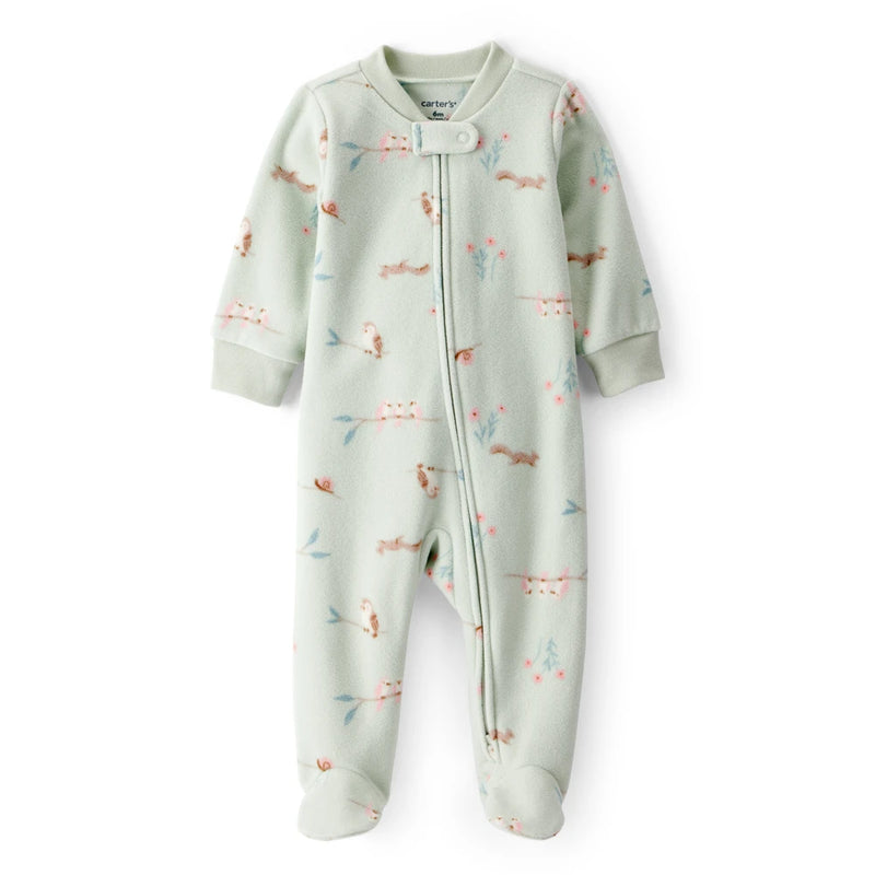 Grenouillère en Micropolaire Écureuils & Hiboux Bébé Fille Carter's - Vert