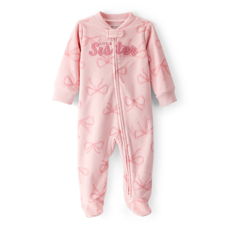 Grenouillère en Micropolaire Nœuds Little Sis Bébé Fille Carter's - Rose