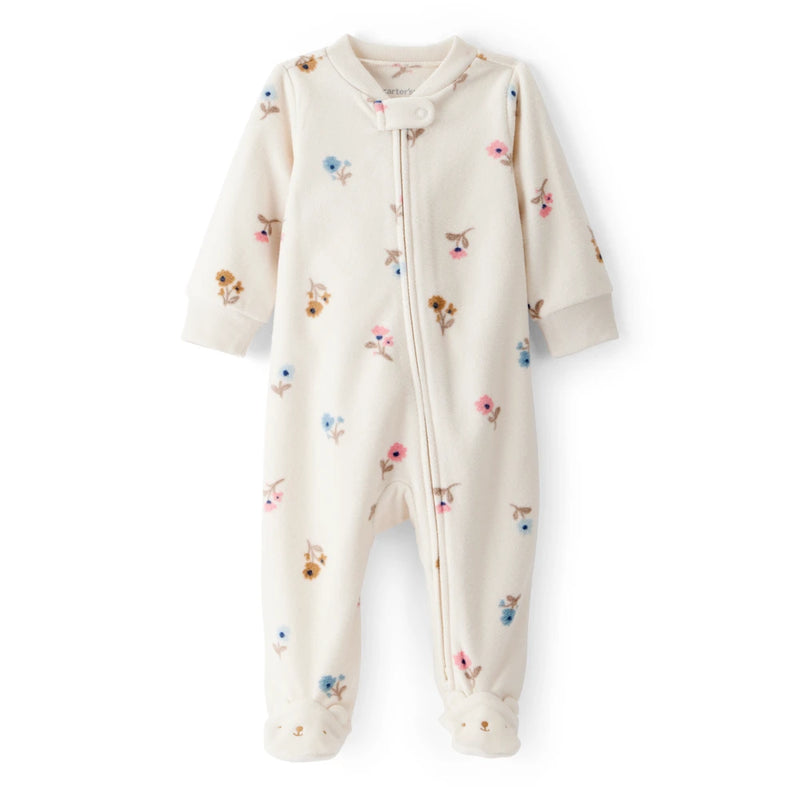 Grenouillère en Micropolaire Petites Fleurs Bébé Fille Carter's - Blanc