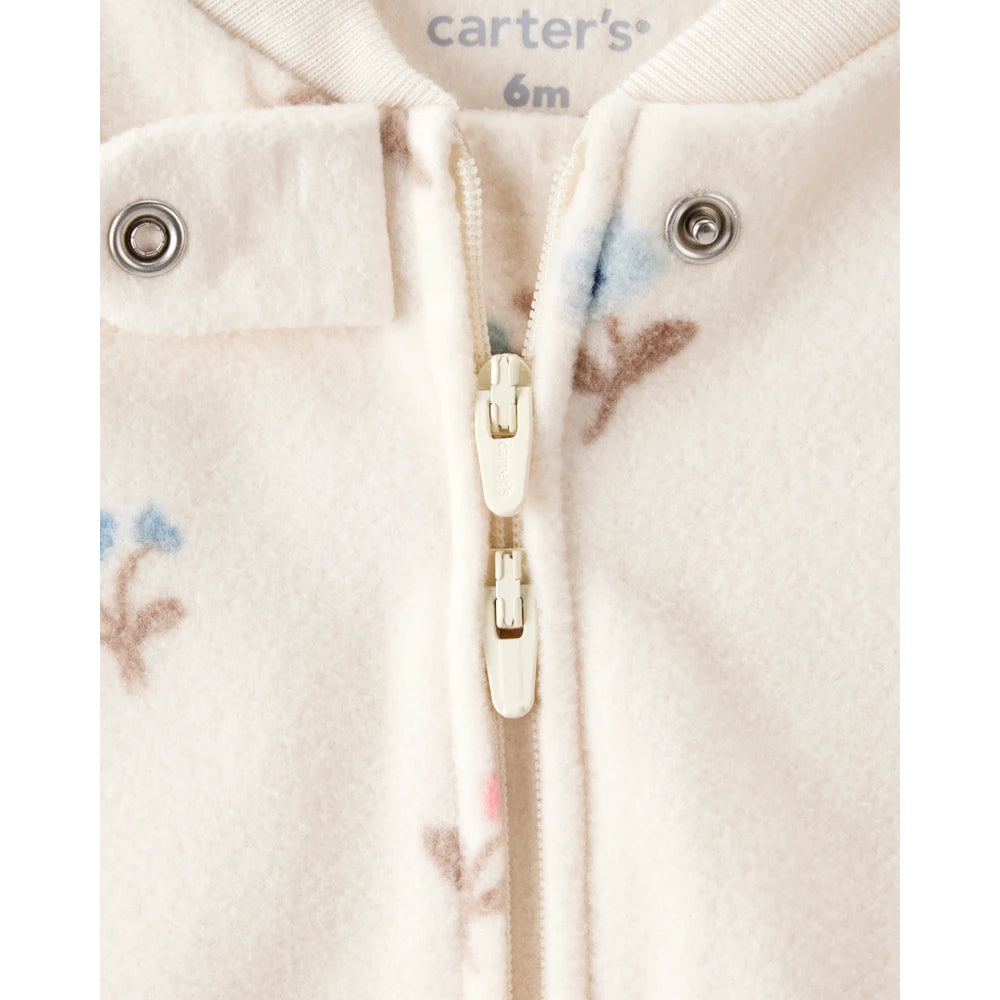 Grenouillère en Micropolaire Petites Fleurs Bébé Fille Carter's - Blanc