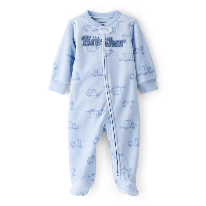 Baby Boy Carter's Microfleece Fire Truck Sleep & Play - Blue