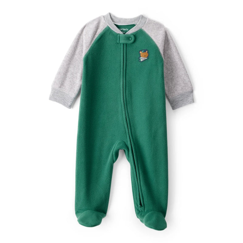 Baby Boy Carter's Microfleece Teddy Bear Sleep & Play - Green