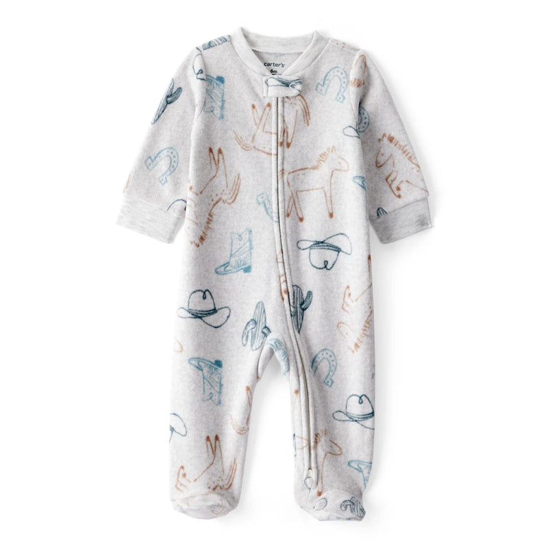 Baby Boy Carter's Microfleece Cowboy Sleep & Play - Gray