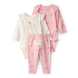 Ensemble 3 Pièces Bodies & Pantalon Licorne Bébé Fille Carter's - Rose