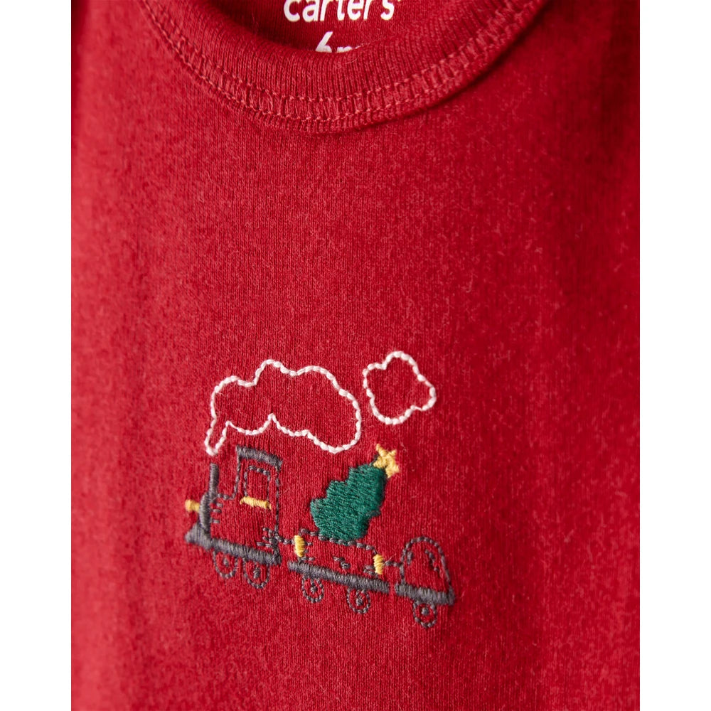 Ensemble 3 Pièces Bodies & Pantalon Train de Noël Bébé Garçon Carter's - Rouge
