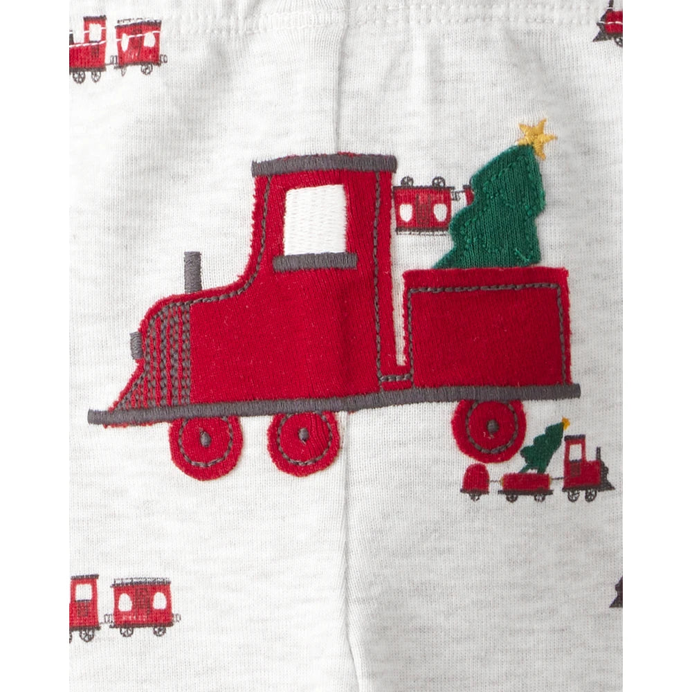 Ensemble 3 Pièces Bodies & Pantalon Train de Noël Bébé Garçon Carter's - Rouge