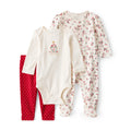 Ensemble 3 Pièces Grenouillère de Noël Fleuri Bébé Fille Carter's - Rouge