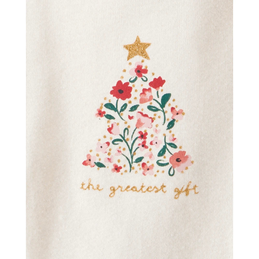 Ensemble 3 Pièces Grenouillère de Noël Fleuri Bébé Fille Carter's - Rouge