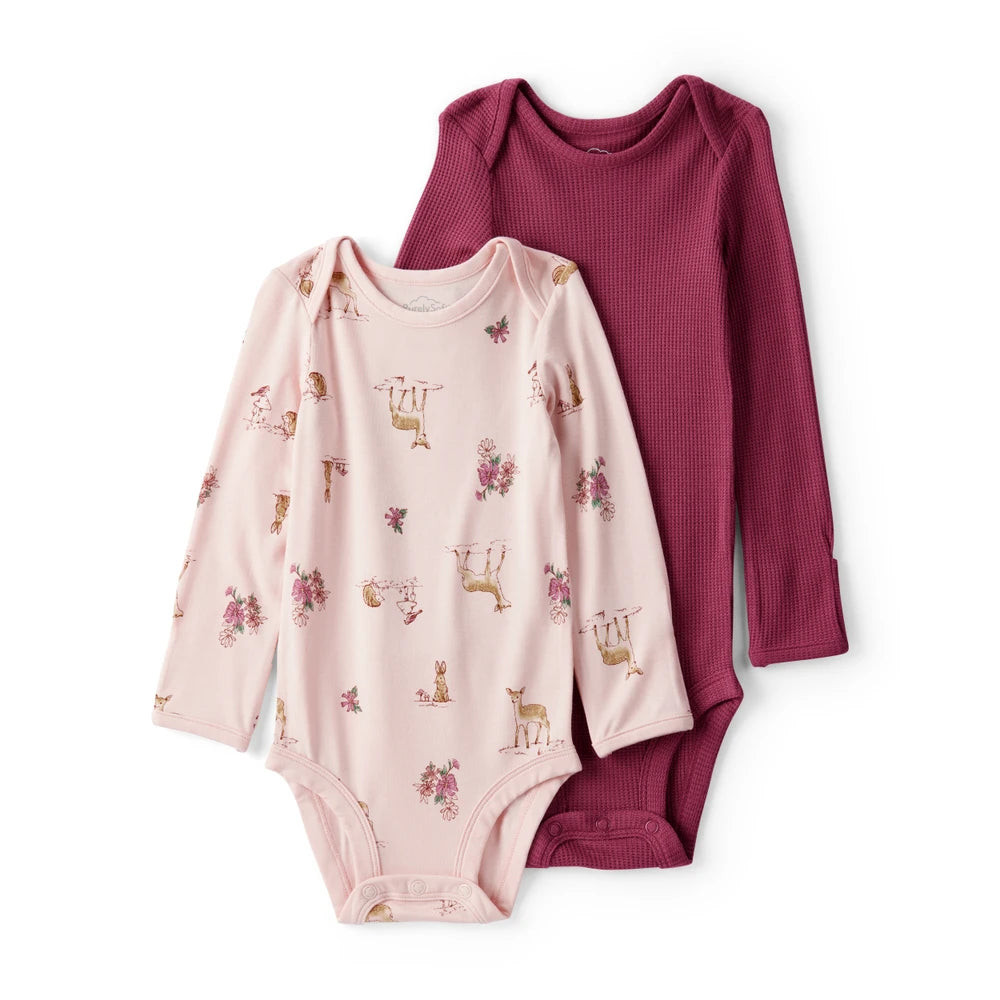 Lot de 2 Bodies à Manches Longues PurelySoft Faons Bébé Fille Carter's - Bordeaux & Rose