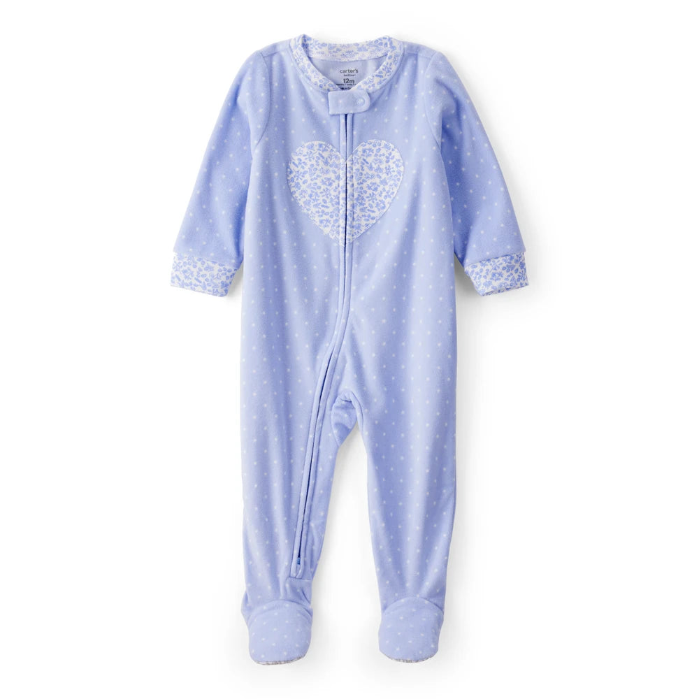 Grenouillère en Polaire Cœurs Bébé Fille Carter's - Bleu