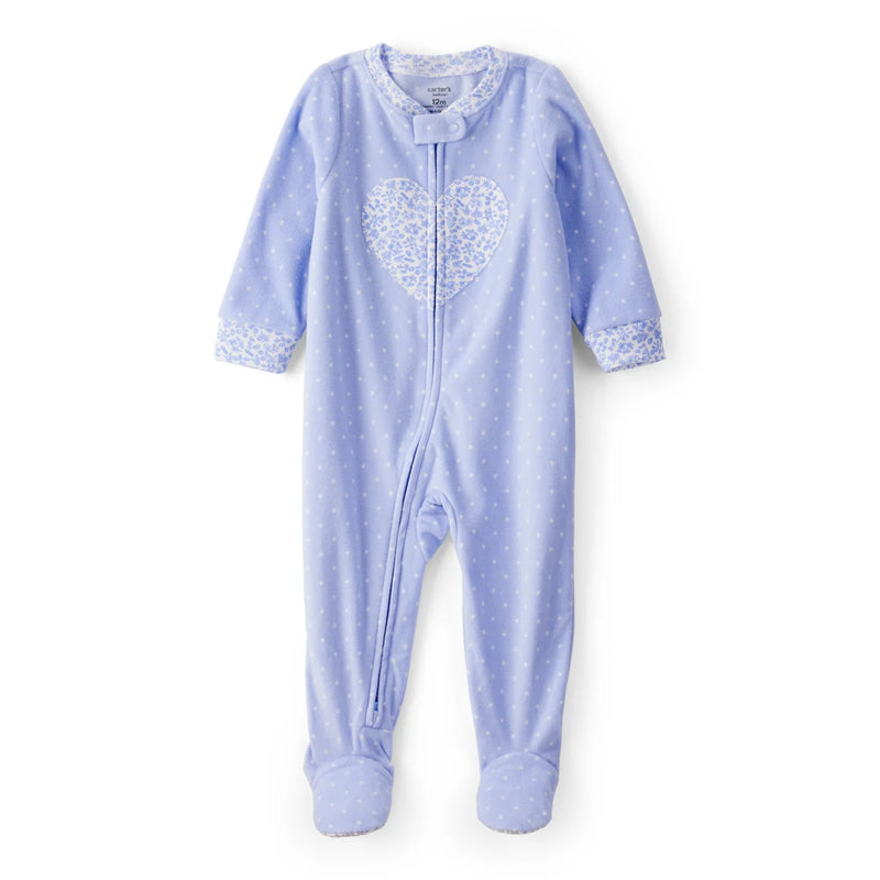 Grenouillère en Polaire Cœurs Bébé Fille Carter's - Bleu