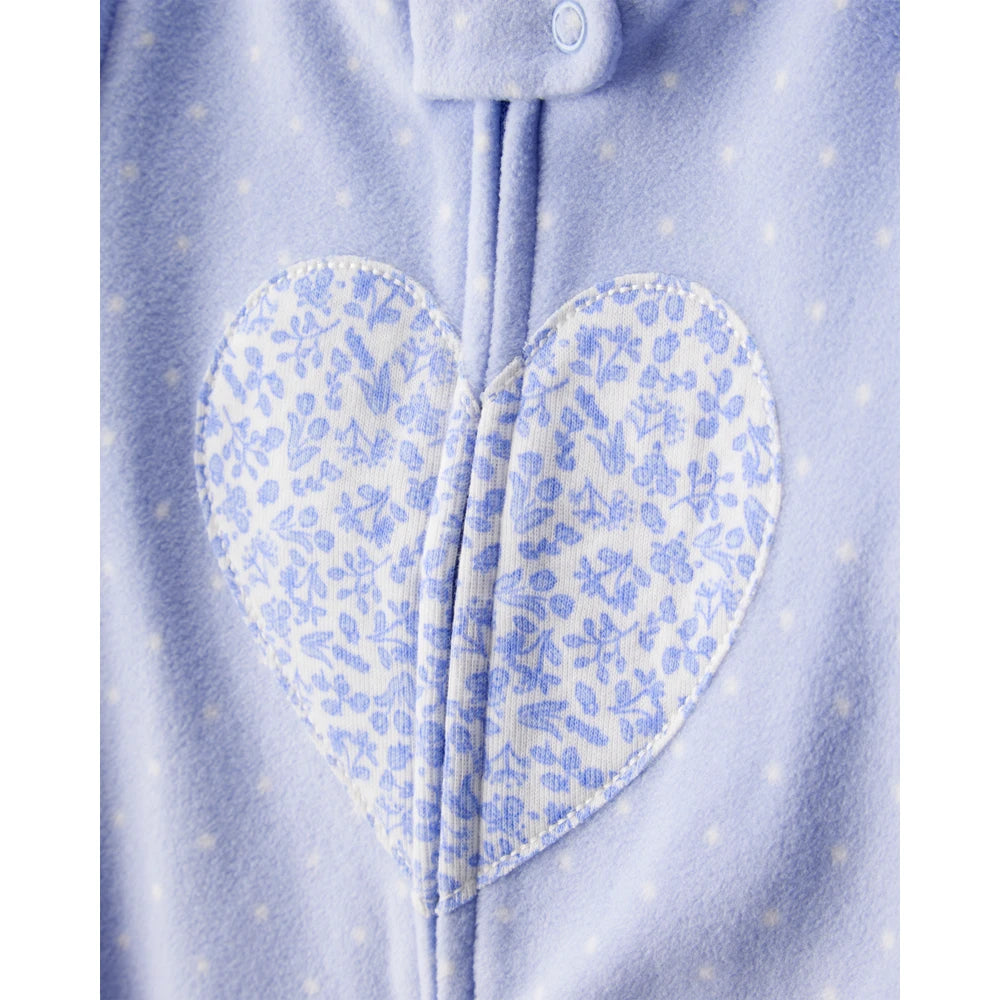 Grenouillère en Polaire Cœurs Bébé Fille Carter's - Bleu