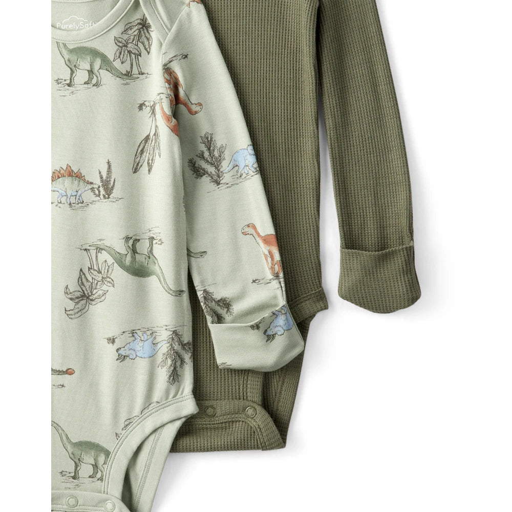 Lot de 2 Bodies à Manches Longues PurelySoft Dinosaures Bébé Garçon Carter's - Vert