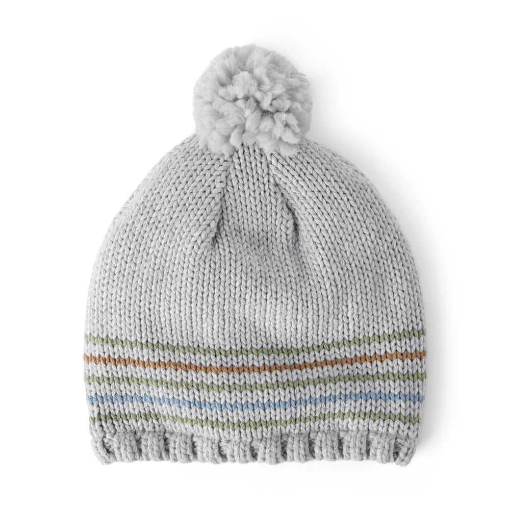 Bonnet à Pompon Rayé Bébé Garçon Carter's - Gris